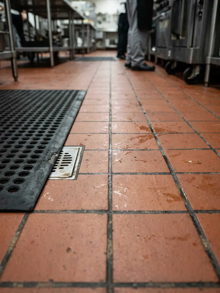 Commercial kitchen tile floor